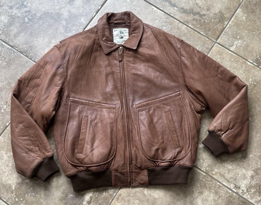 Vintage Banana Republic Safari Travel Leather Bomber Flight Jacket Mens 42 A-2